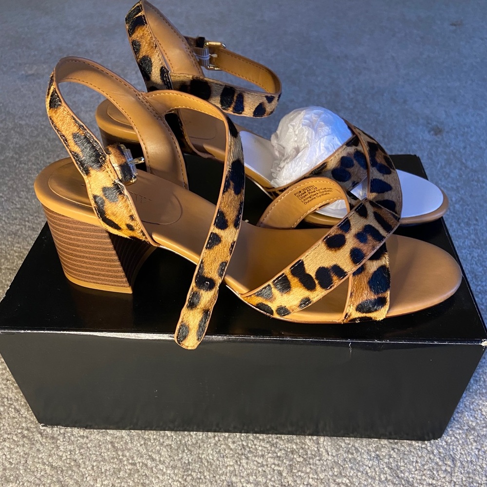 NEW! JCrew Calfhair Lowblock Heel Sandals